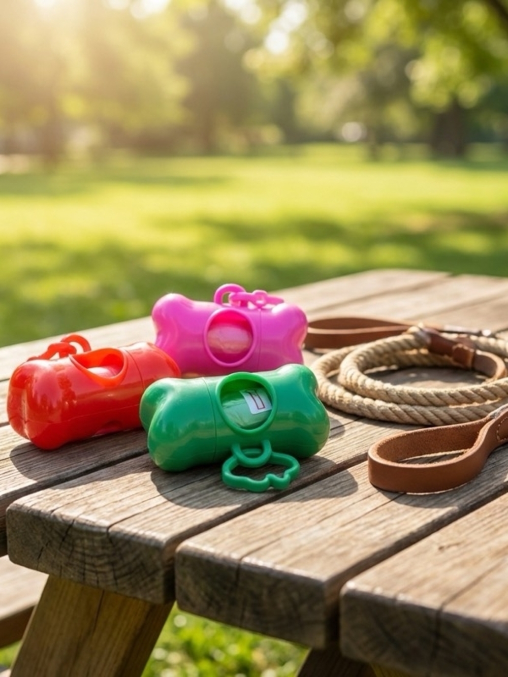 Universal Standard Pink, Red & Green Dog Waste Bag Dispensers